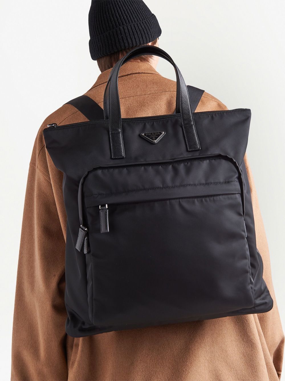 Pra*a re-nylon saffiano-leather tote bag