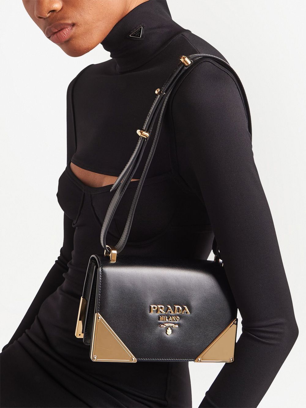 Pra*a leather shoulder bag