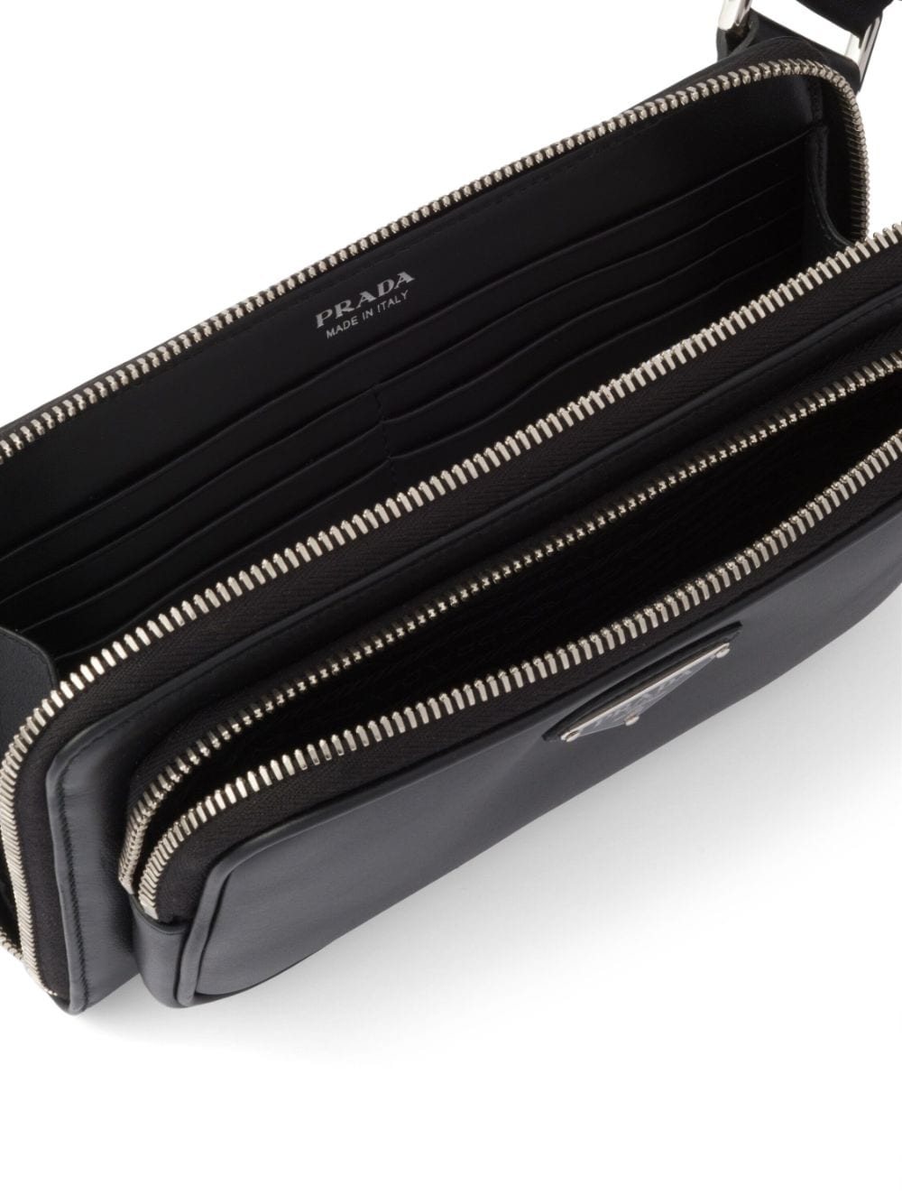 Pra*a logo-plaque leather shoulder bag