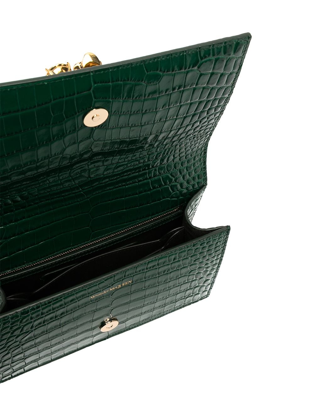 Alexander McQueen Jewelled crocodile-effect satchel