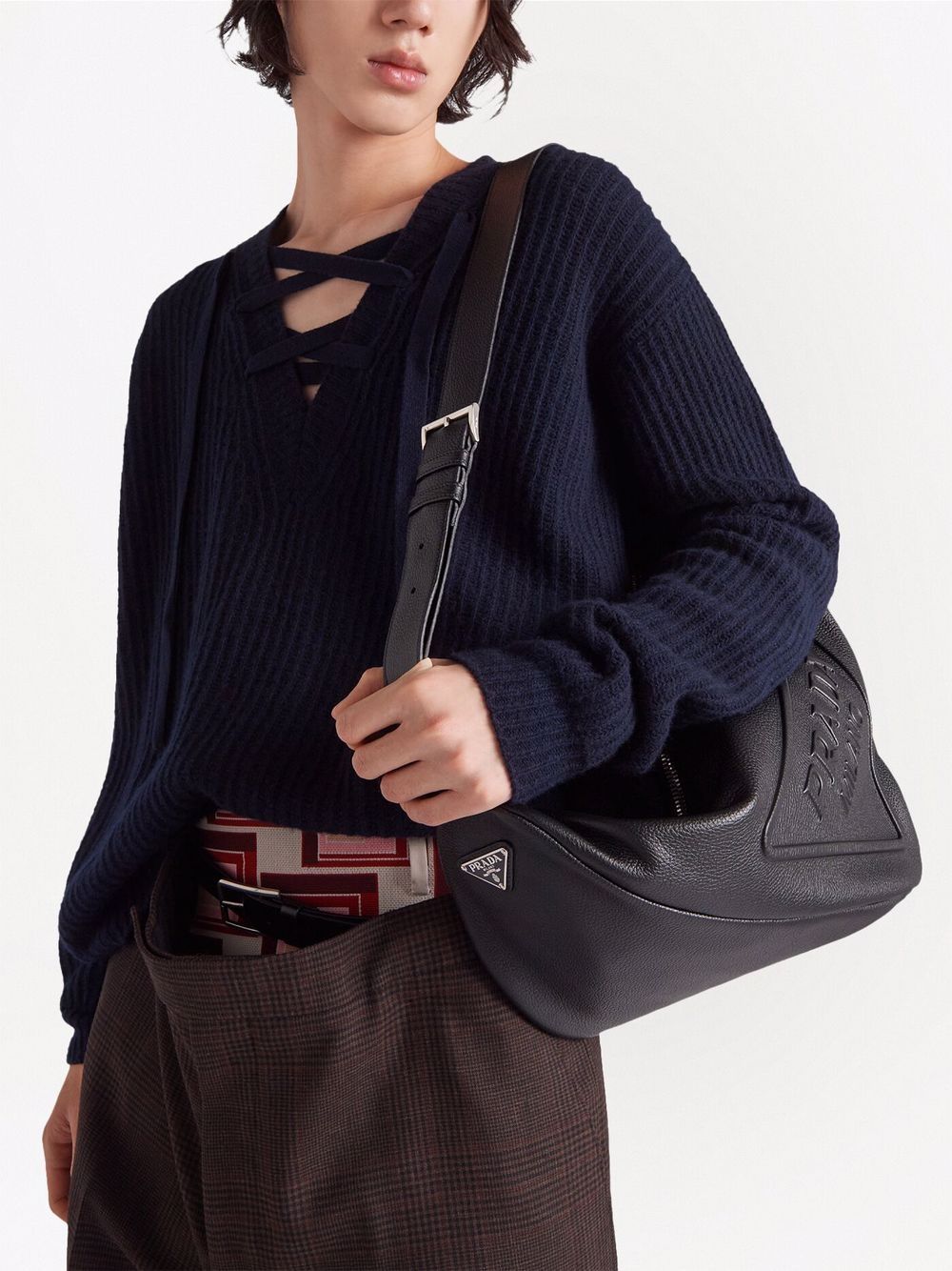 Pra*a leather triangle shoulder bag