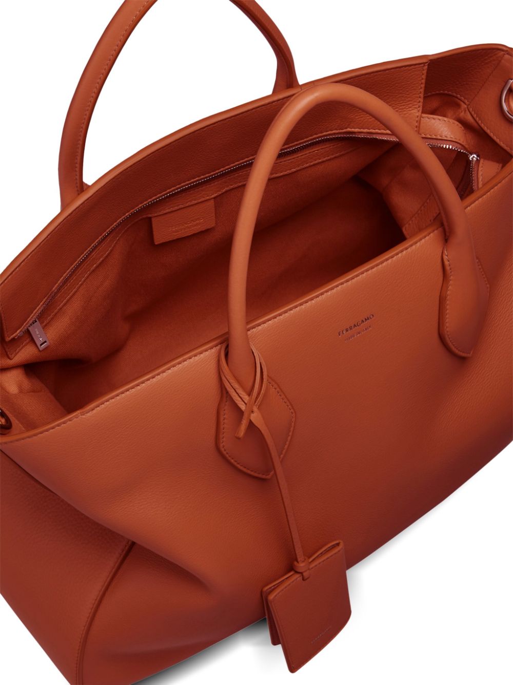 New Season  Ferragamo logo-print leather tote bag