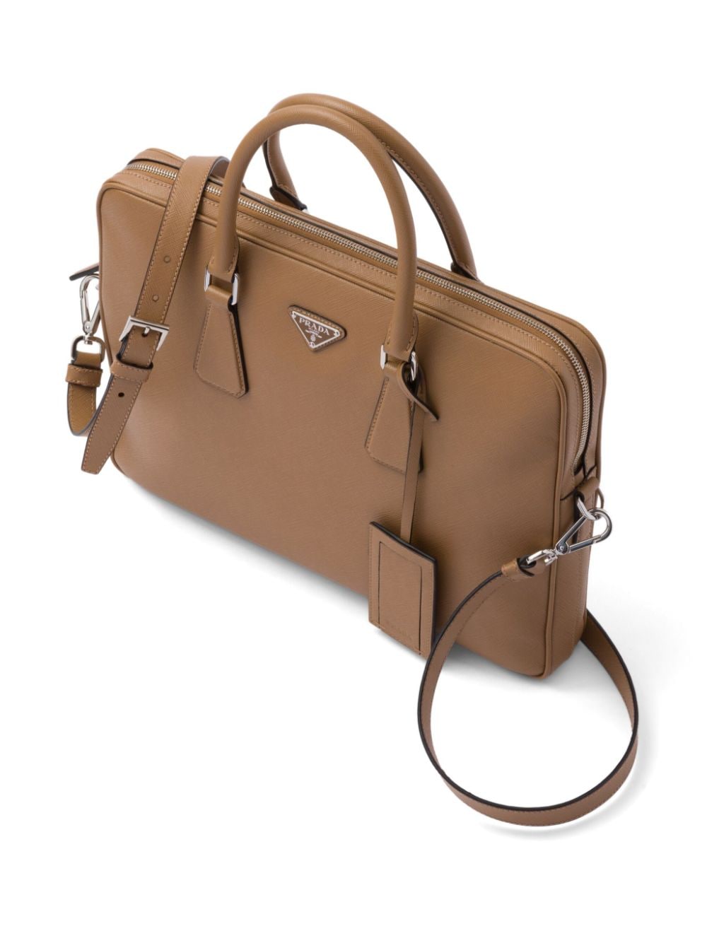 Pra*a saffiano leather briefcase