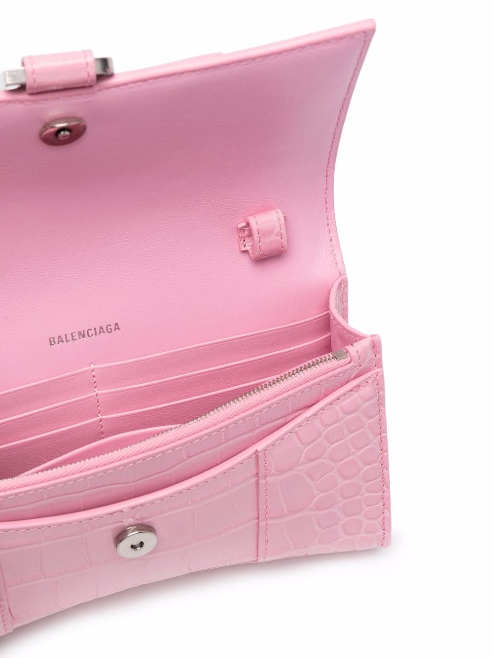 Ba*len*cia*ga hourglass crocodile-embossed chain wallet