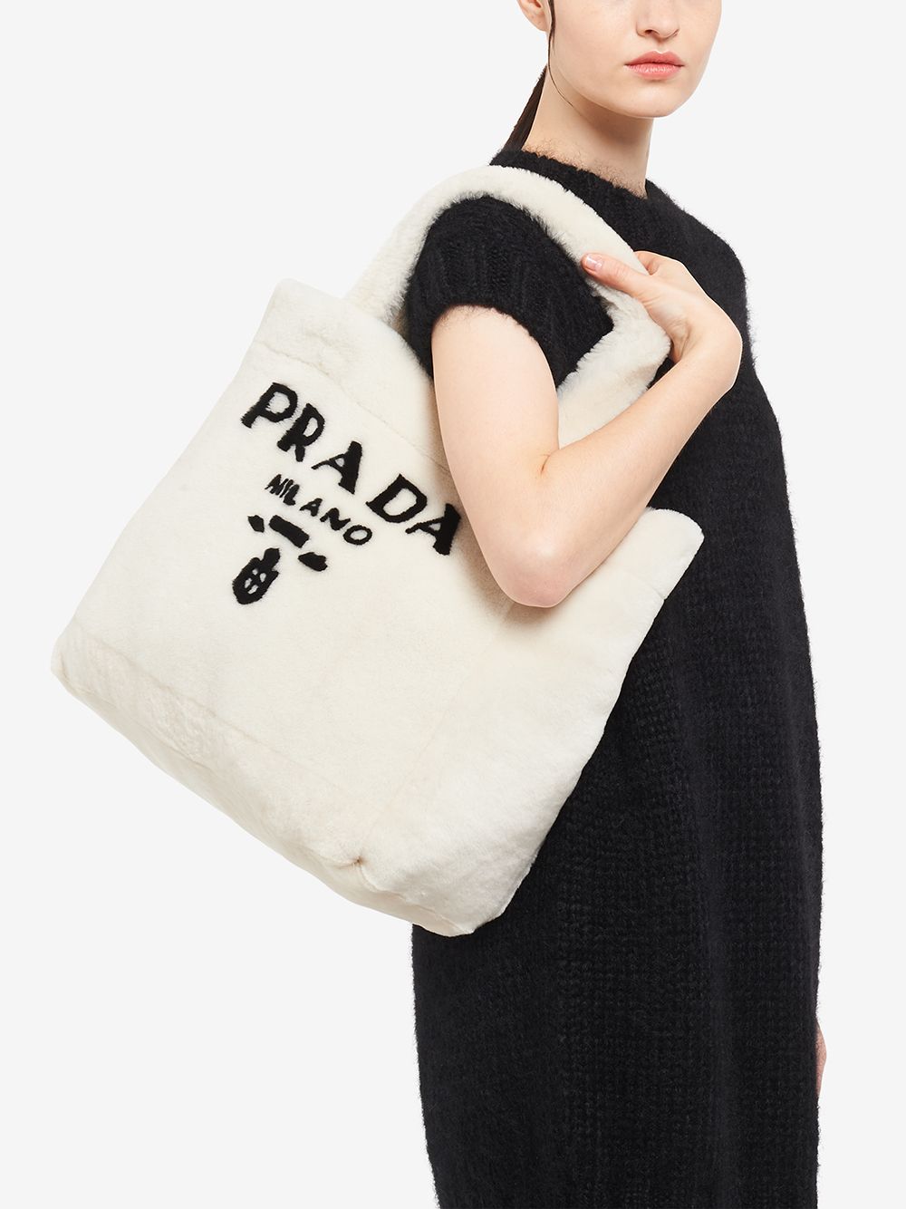 Pra*a shearling tote bag