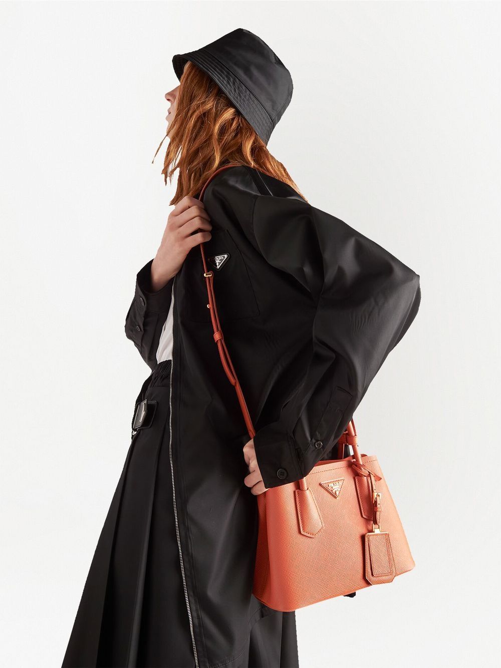 Pra*a double saffiano leather tote bag