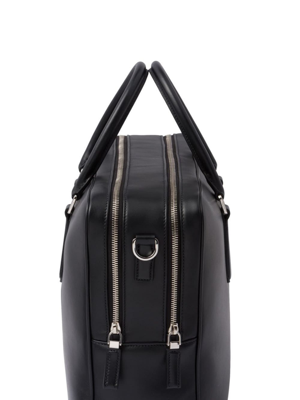 Pra*a triangle-logo saffiano leather briefcase