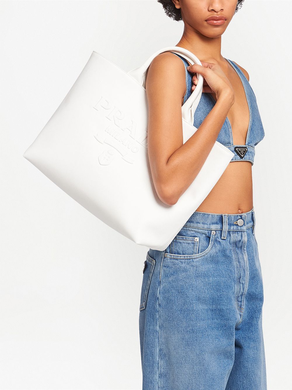 Pra*a embroidered-logo tote bag