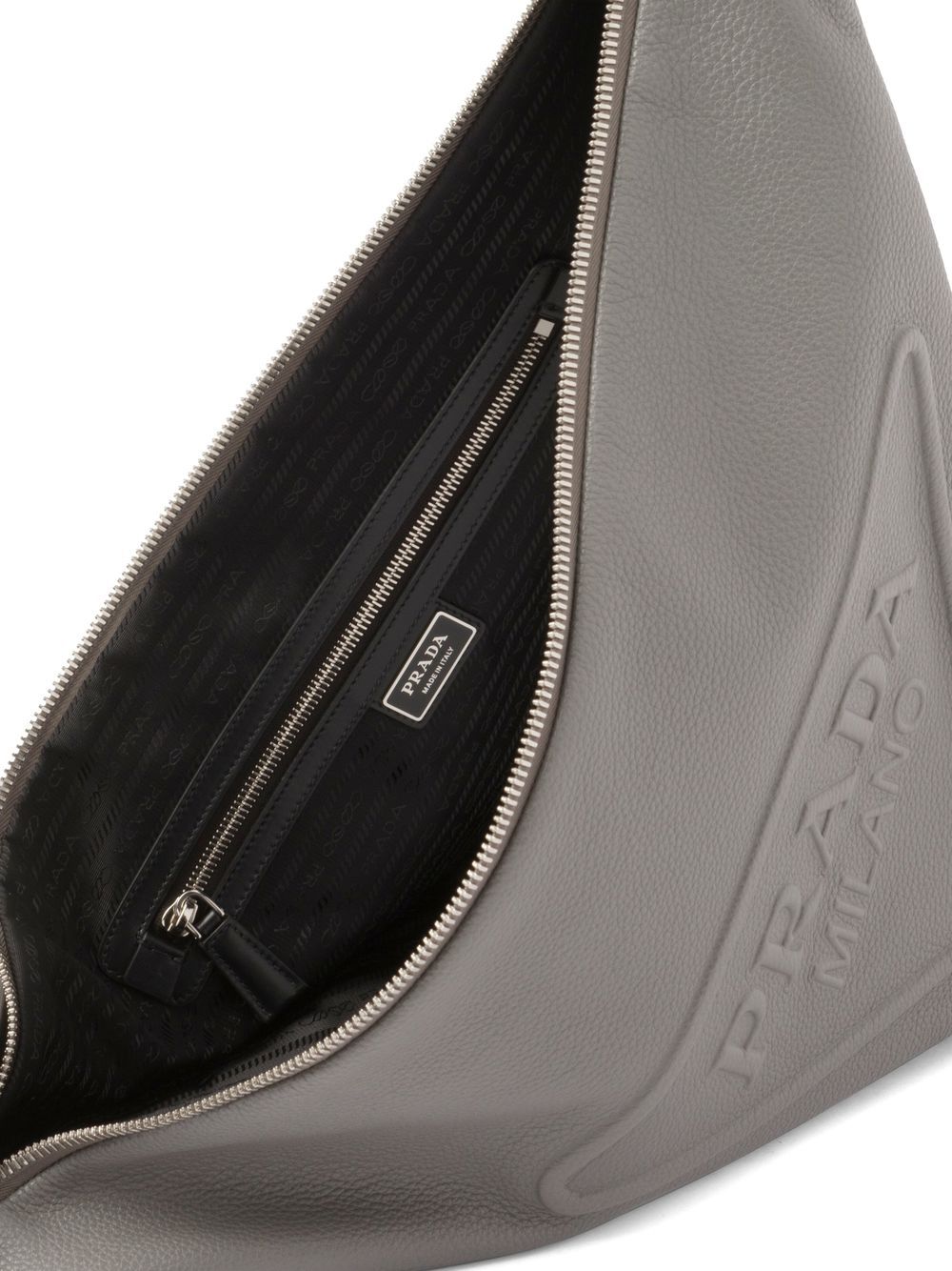 Pra*a triangle leather messenger bag