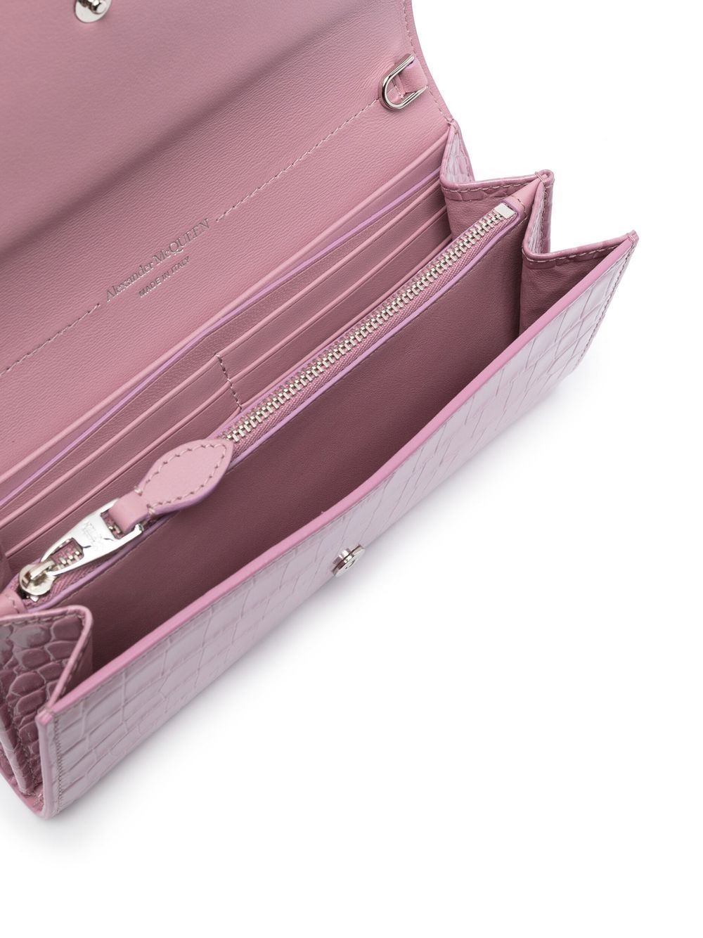 Alexander McQueen crocodile-embossed skull-stud crossbody bag