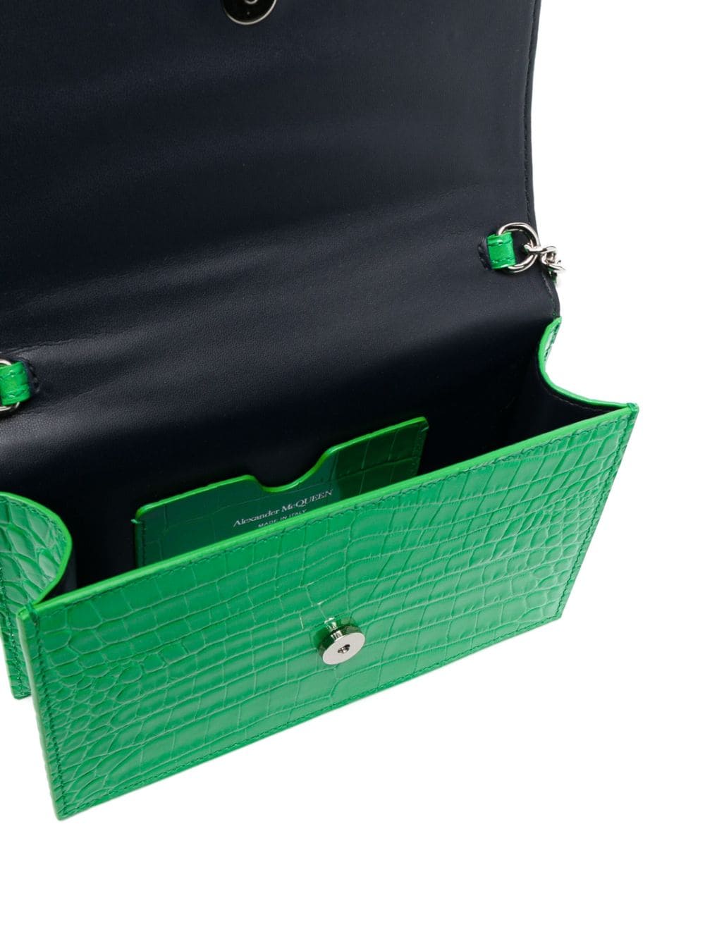 Alexander McQueen small Skull crocodile-embossed clutch