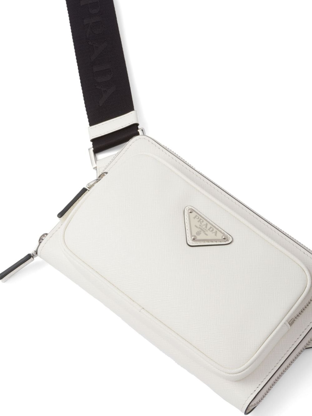 Pra*a logo-plaque leather messenger bag