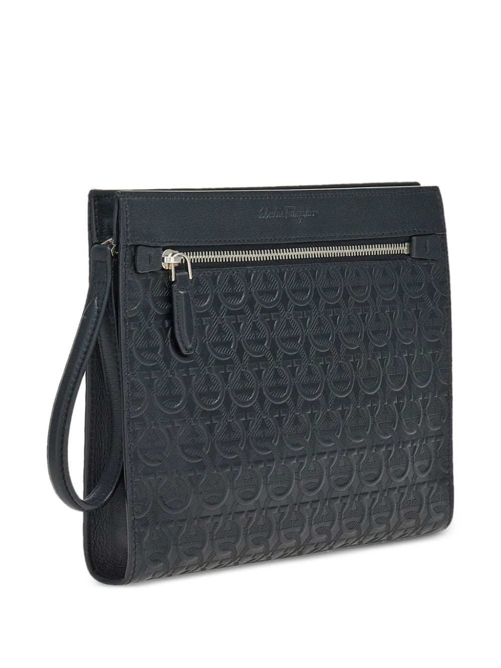 Ferragamo Gancini embossed zipped clutch