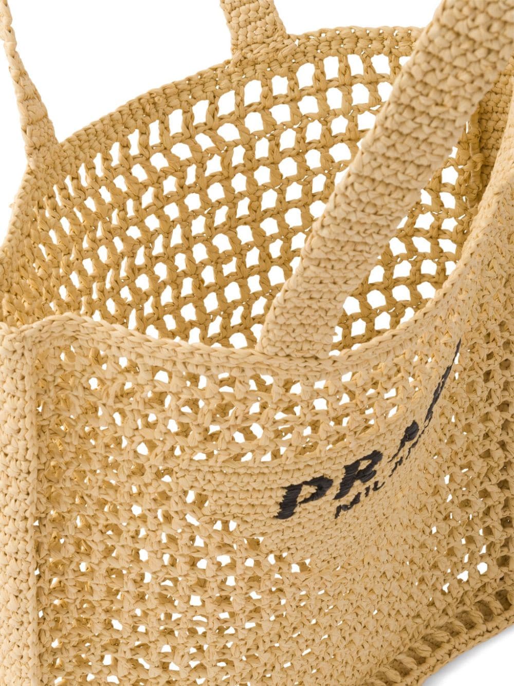 Pra*a woven-logo raffia tote bag