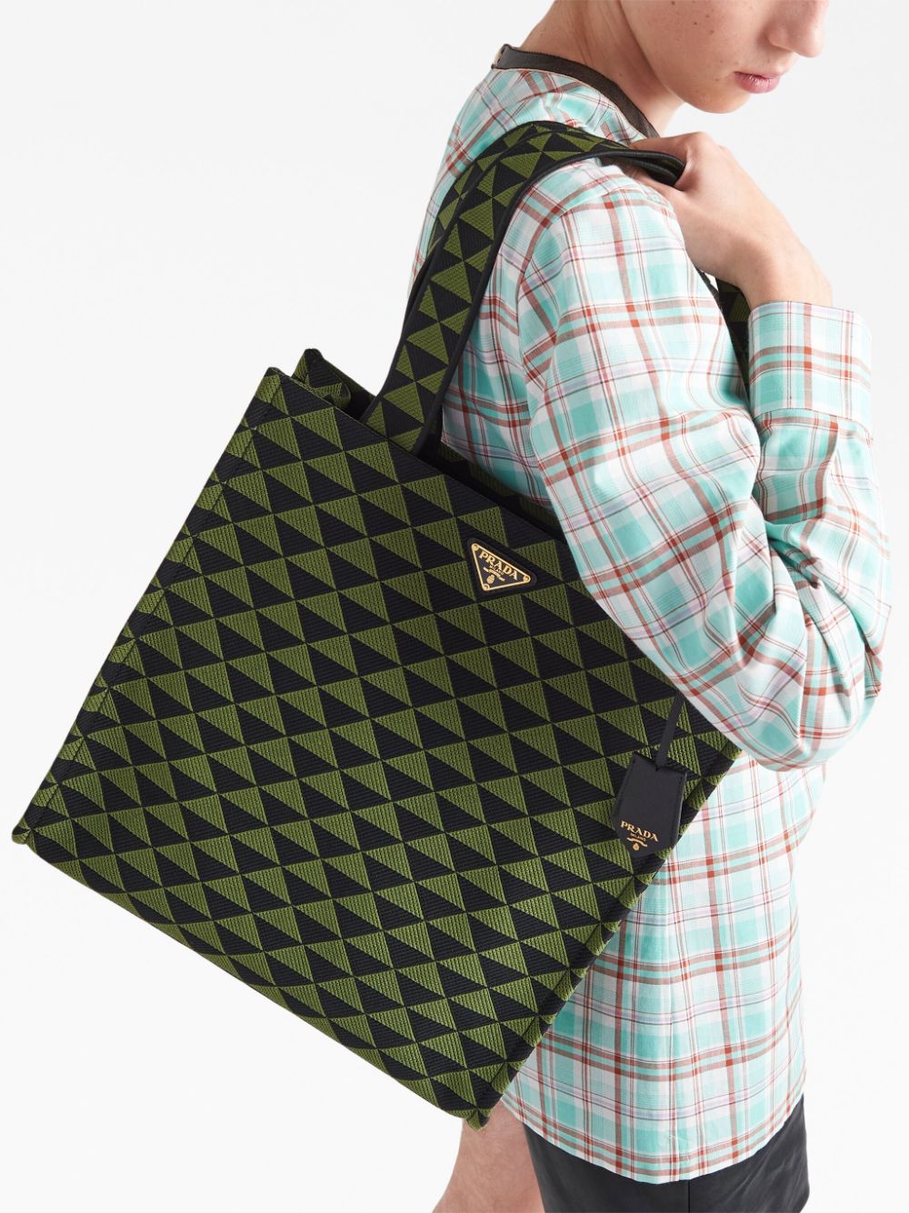 Pra*a large symbole embroidered tote bag