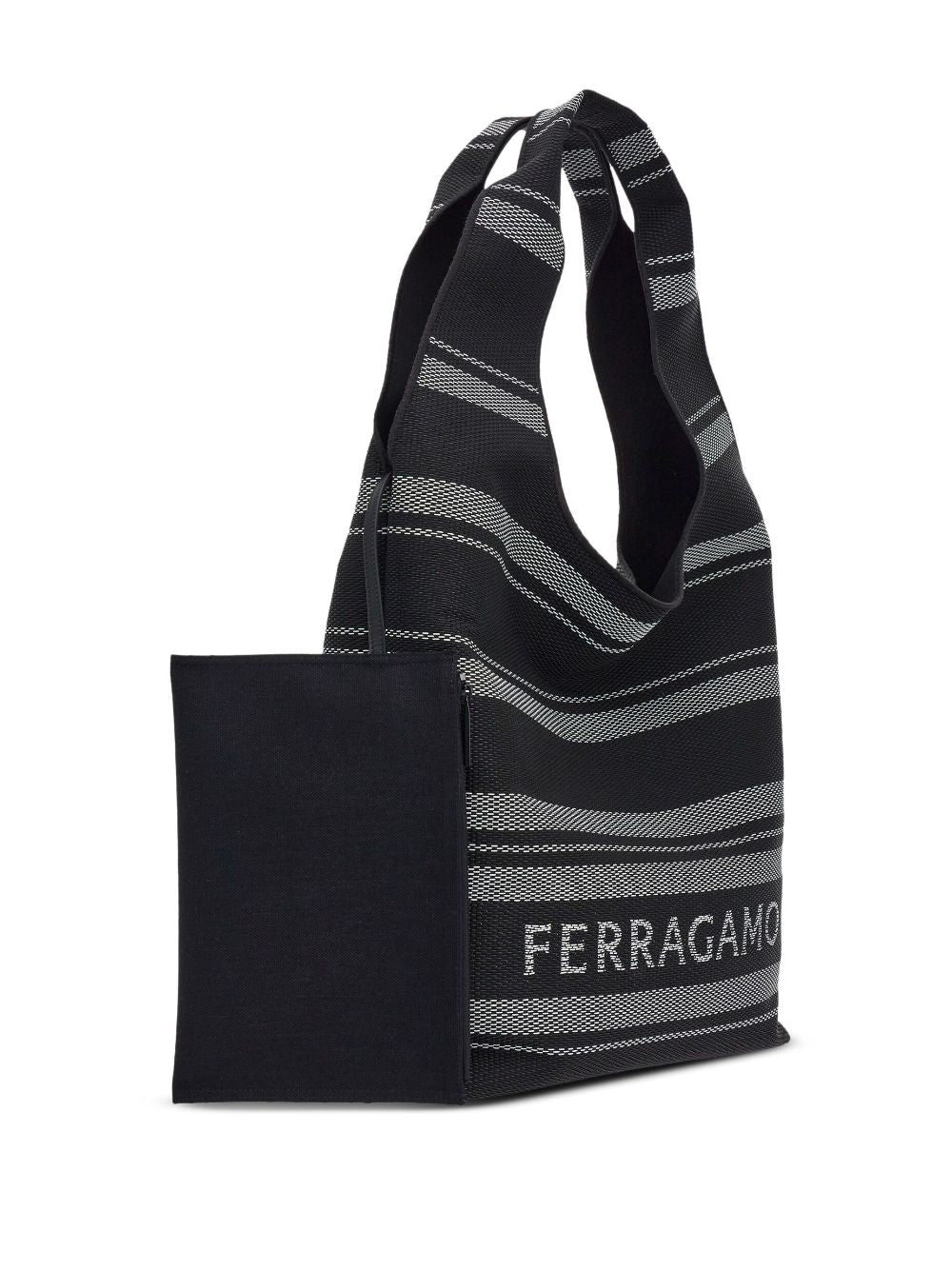 Ferragamo logo-print braided tote bag