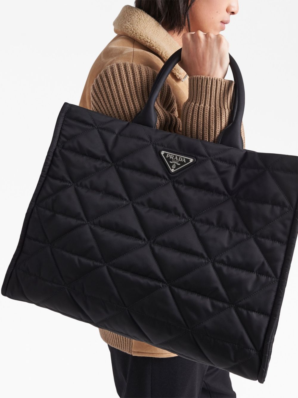 Pra*a re-nylon triangle logo tote bag