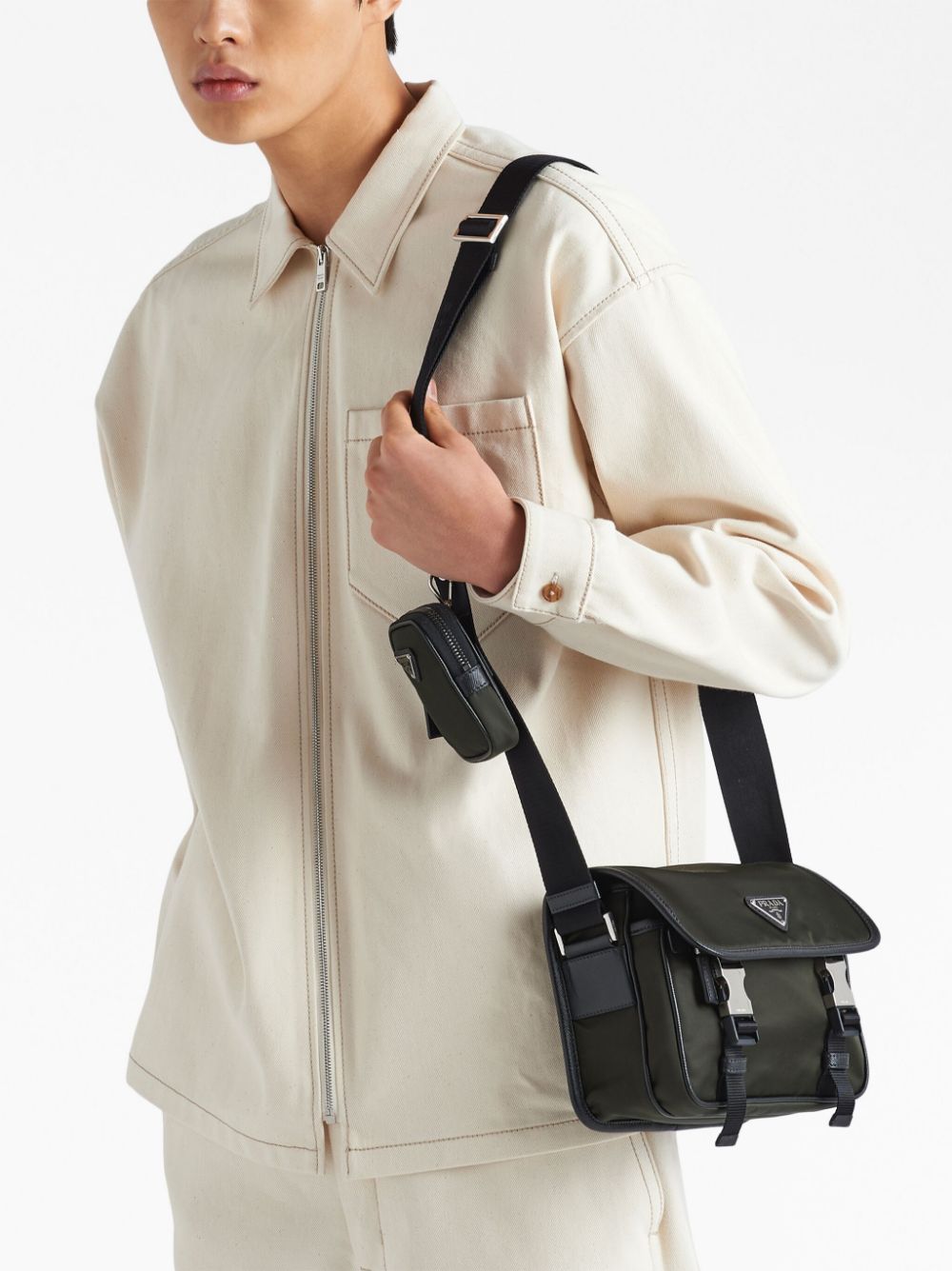 Pra*a re-nylon logo-plaque messenger bag