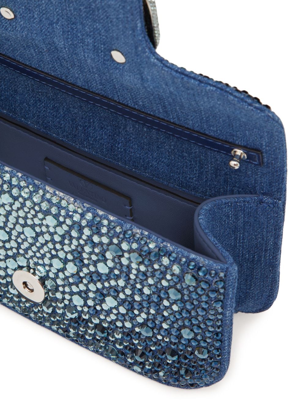 Valentino Garavani small Locò embellished denim shoulder bag