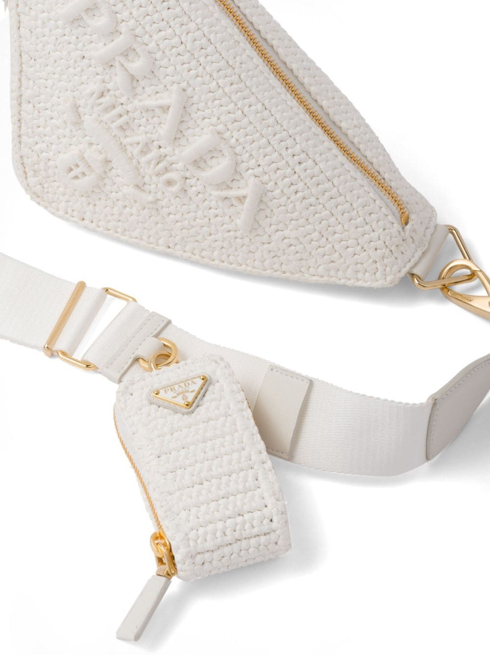 Pra*a triangle logo-embroidered shoulder bag