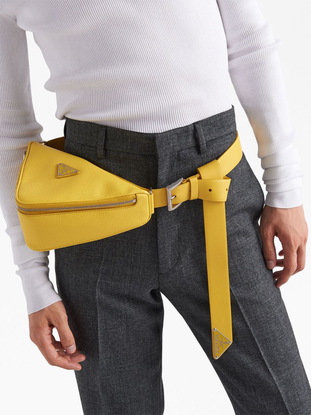 Pra*a triangle logo-plaque shoulder bag