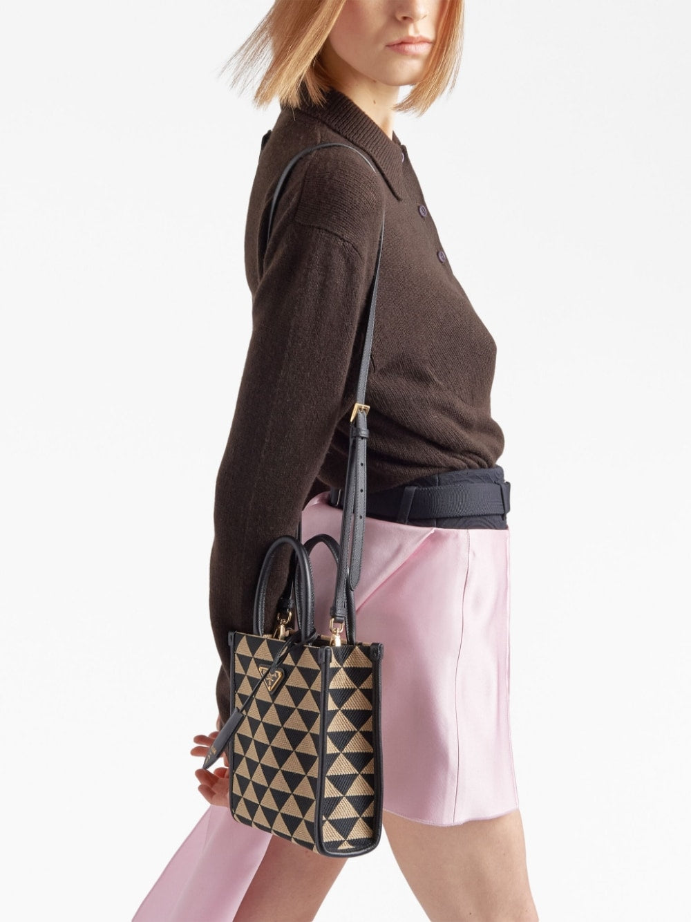 Pra*a symbole embroidered mini bag