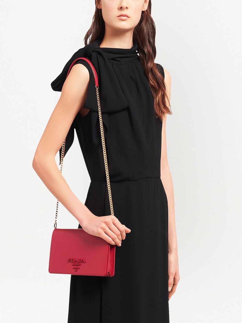 Pra*a logo-plaque saffiano leather mini bag