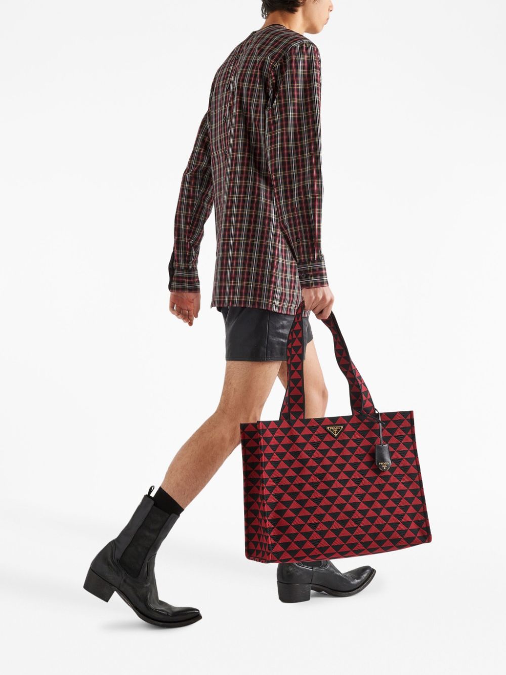 Pra*a large symbole embroidered tote bag