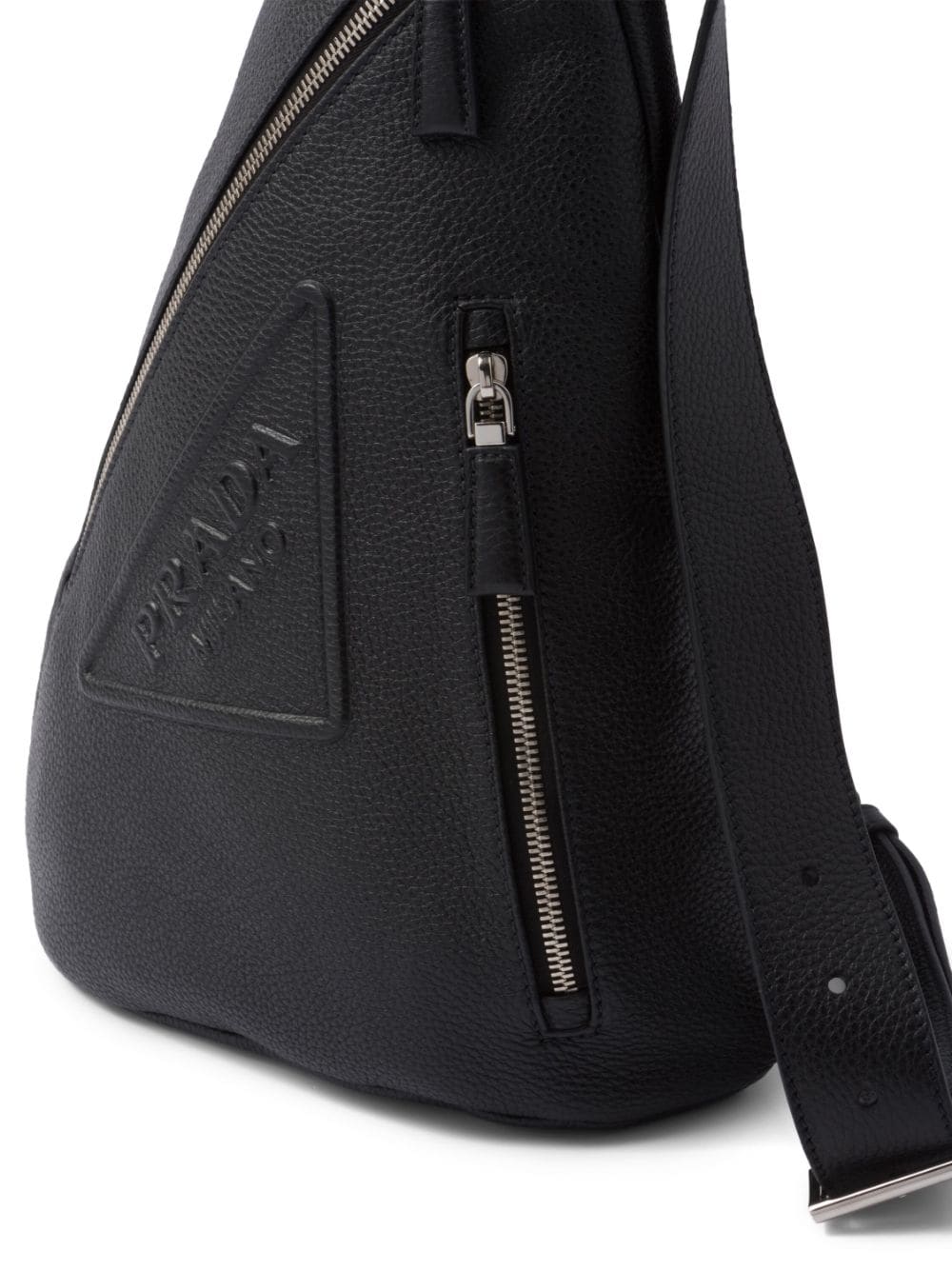 Pra*a logo-stamp leather backpack