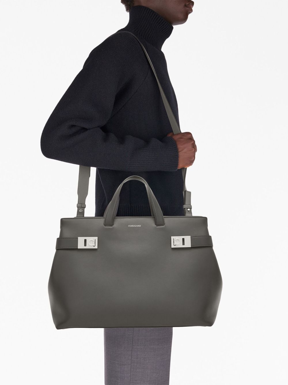 Ferragamo Gancini-buckle leather tote bag