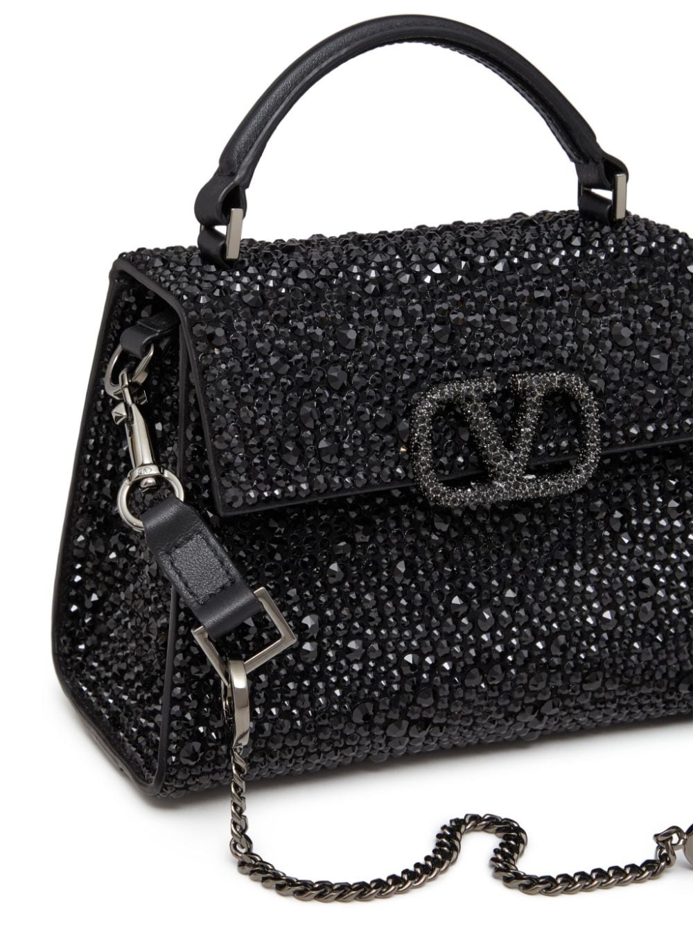 Valentino Garavani VSling crystal-embellished leather tote bag