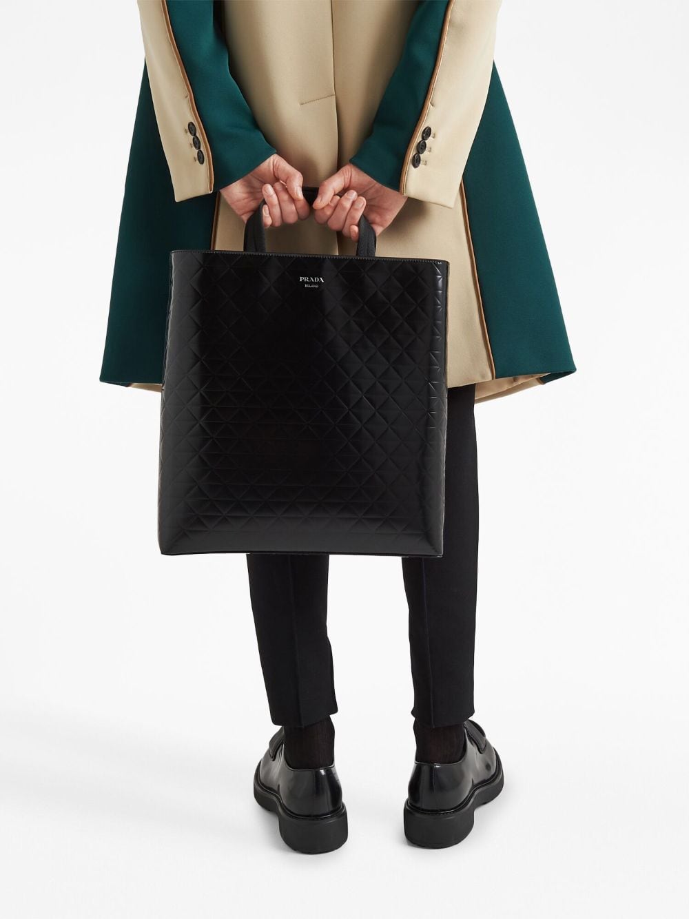 Pra*a embossed-print leather tote bag