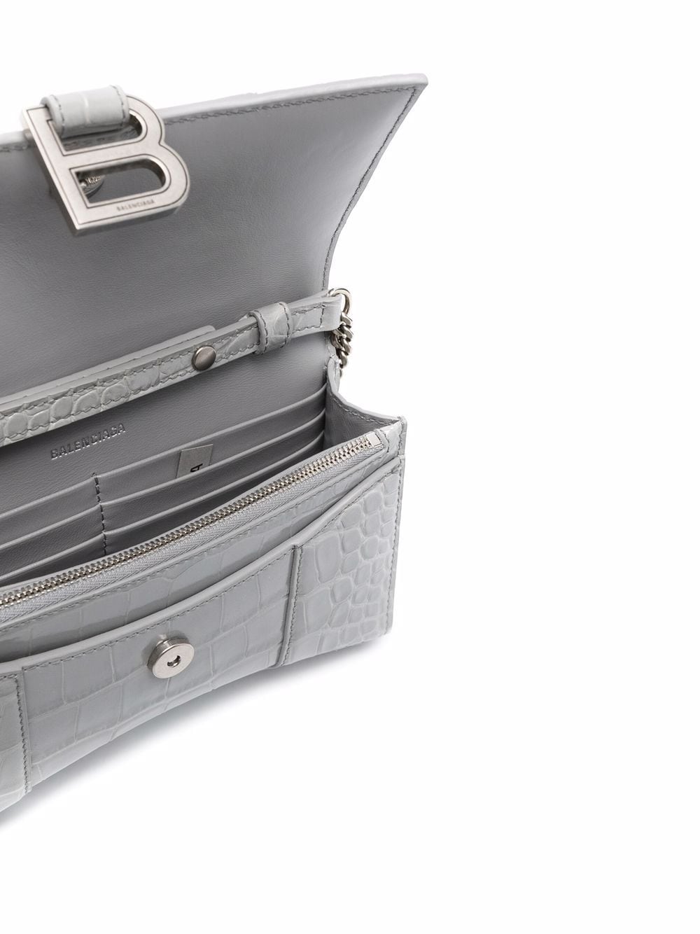 Ba*len*cia*ga hourglass crocodile-effect clutch bag