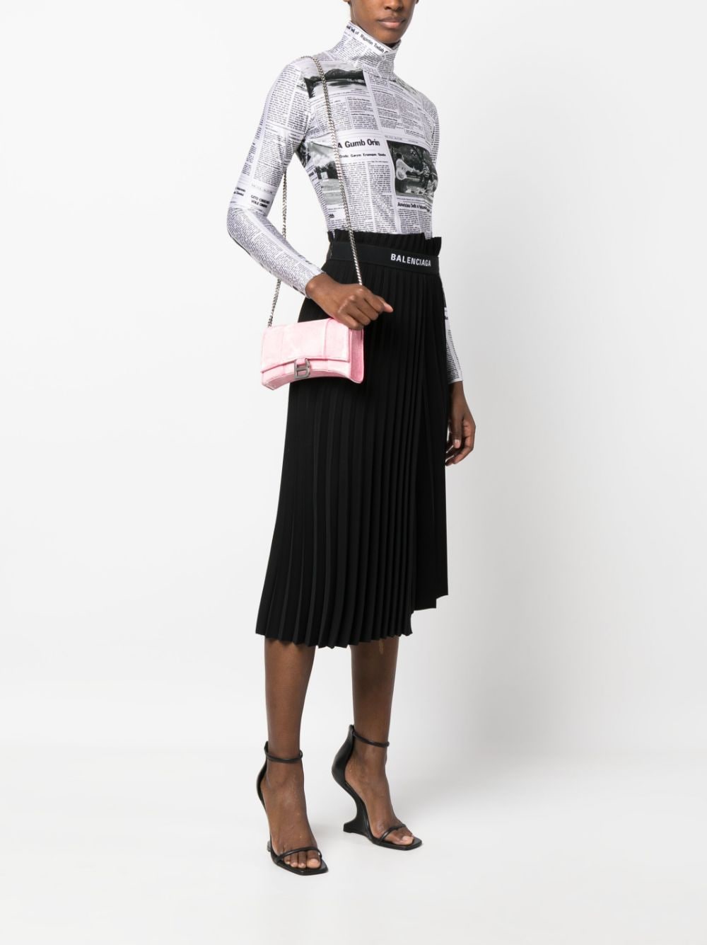 Ba*len*cia*ga hourglass denim chain wallet bag