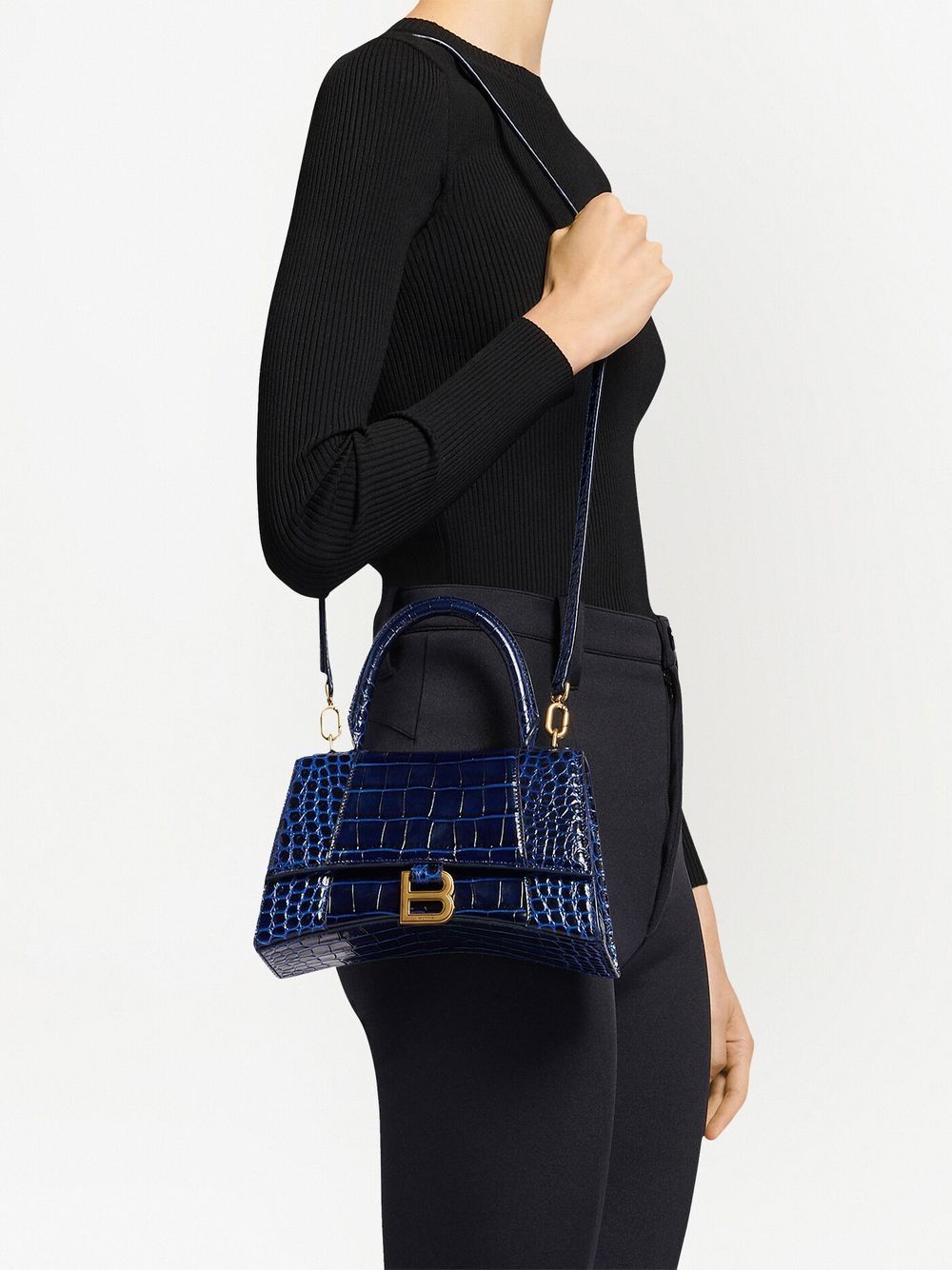 Ba*len*cia*ga small hourglass crocodile effect bag