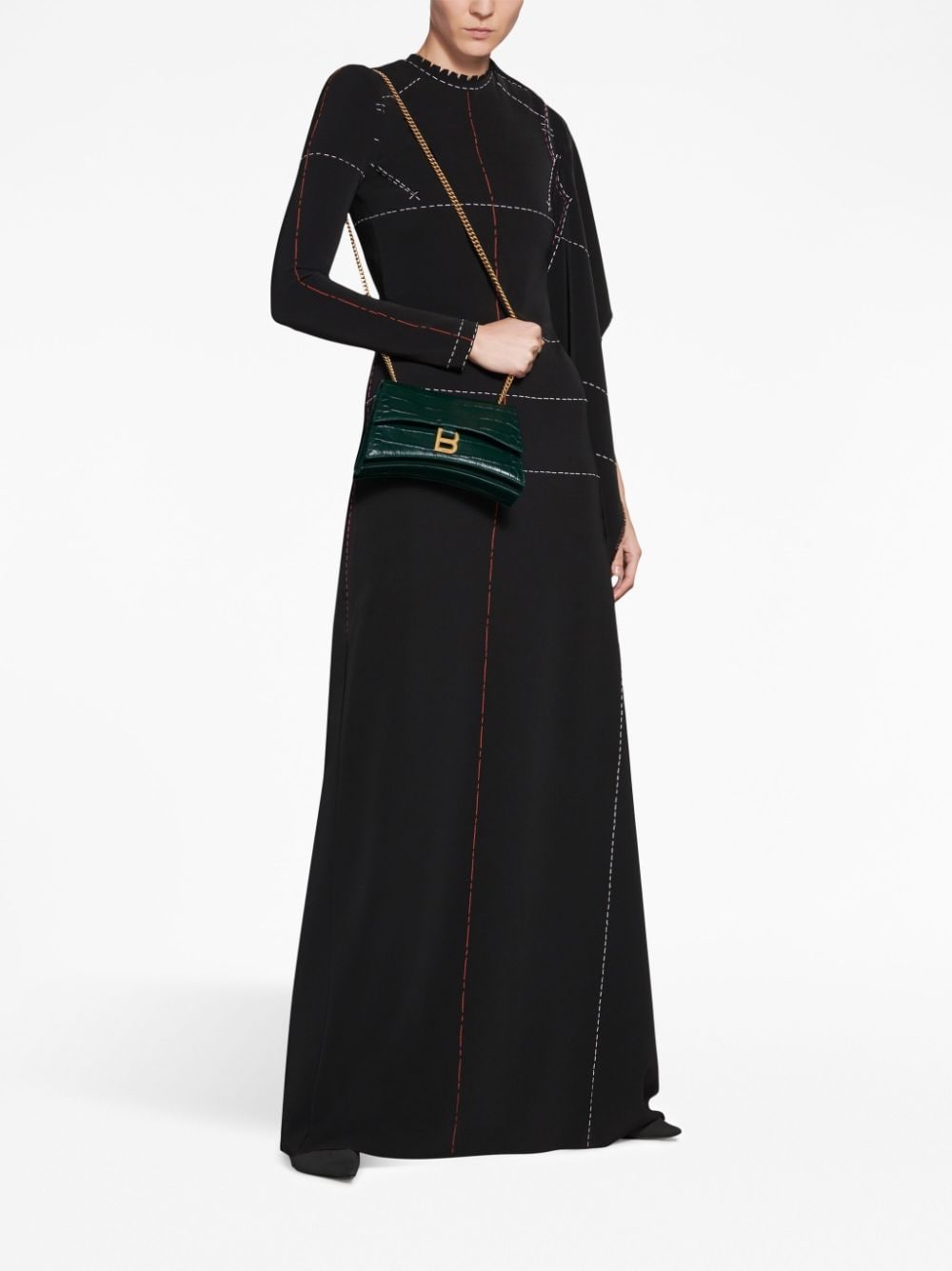 Ba*len*cia*ga crush crocodile-embossed shoulder bag